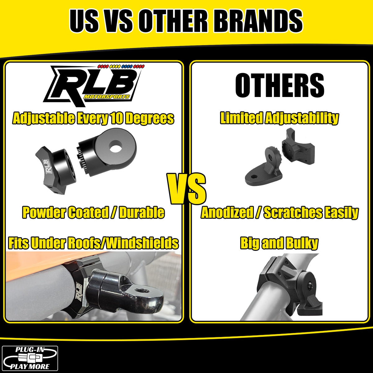 1.875" Whip Light Flag or Roll Bar Mount UTV Accessories Q2700