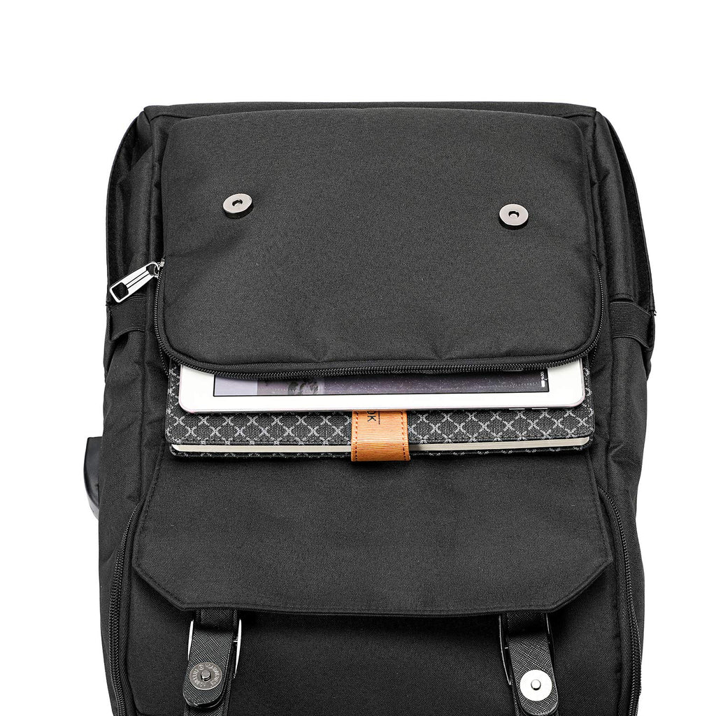 Vintage Laptop Backpack with USB Charging Port Fits 15.6 Inch Black F731507