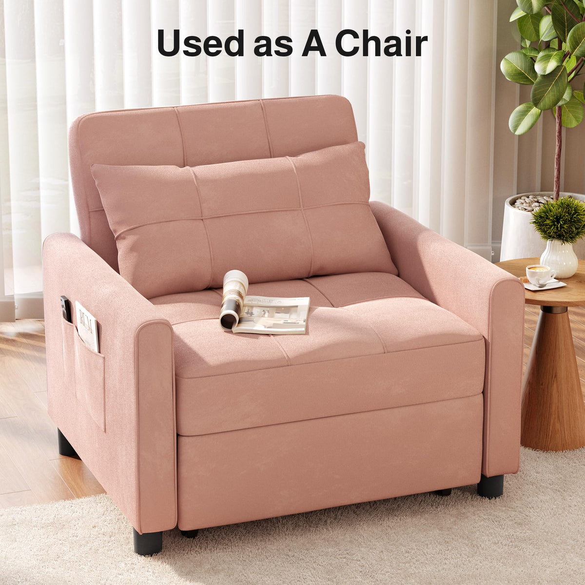 Pink Convertible Sleeper Chair Sofa Bed C513584
