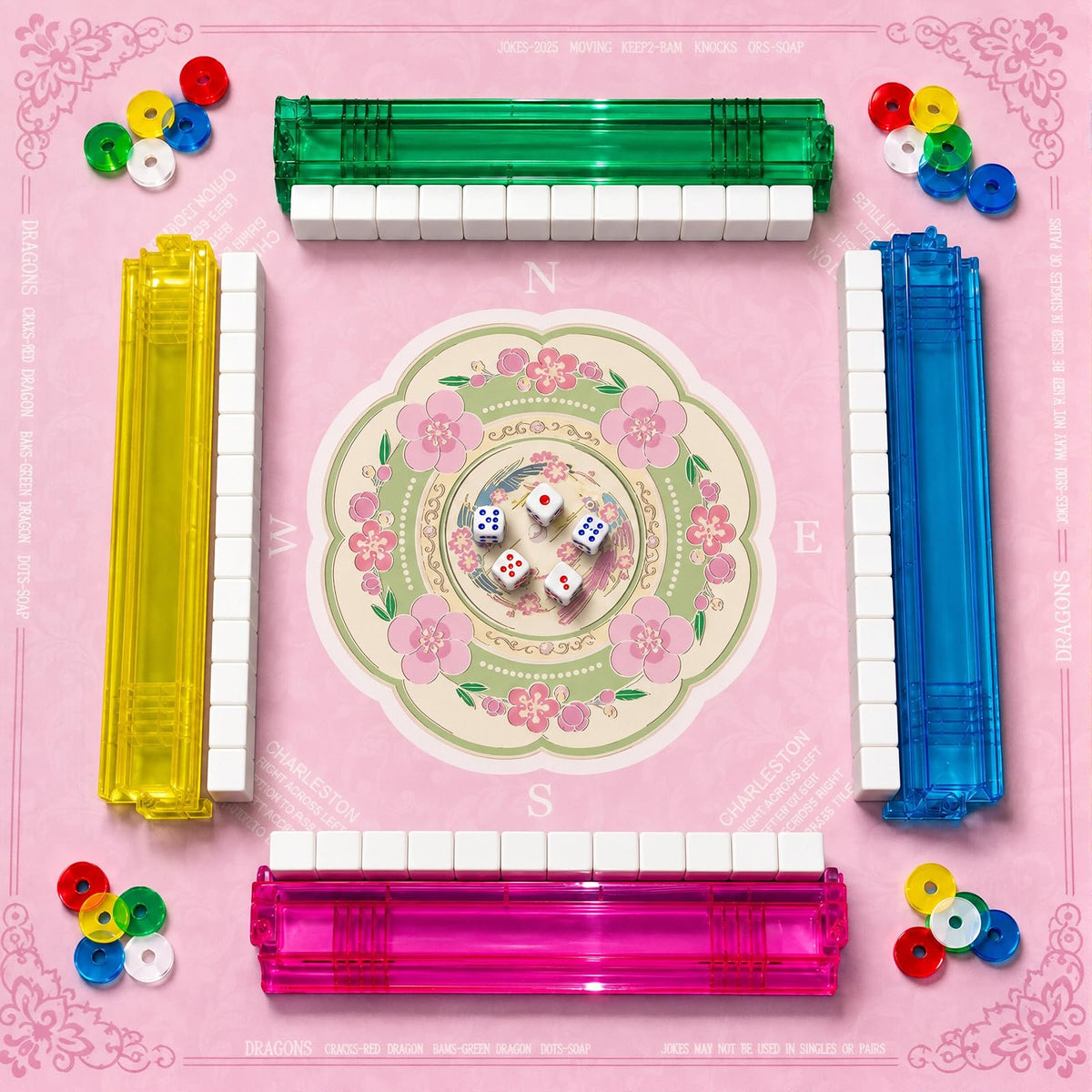 Non-Slip Mahjong Racks with Pushers Set F19063