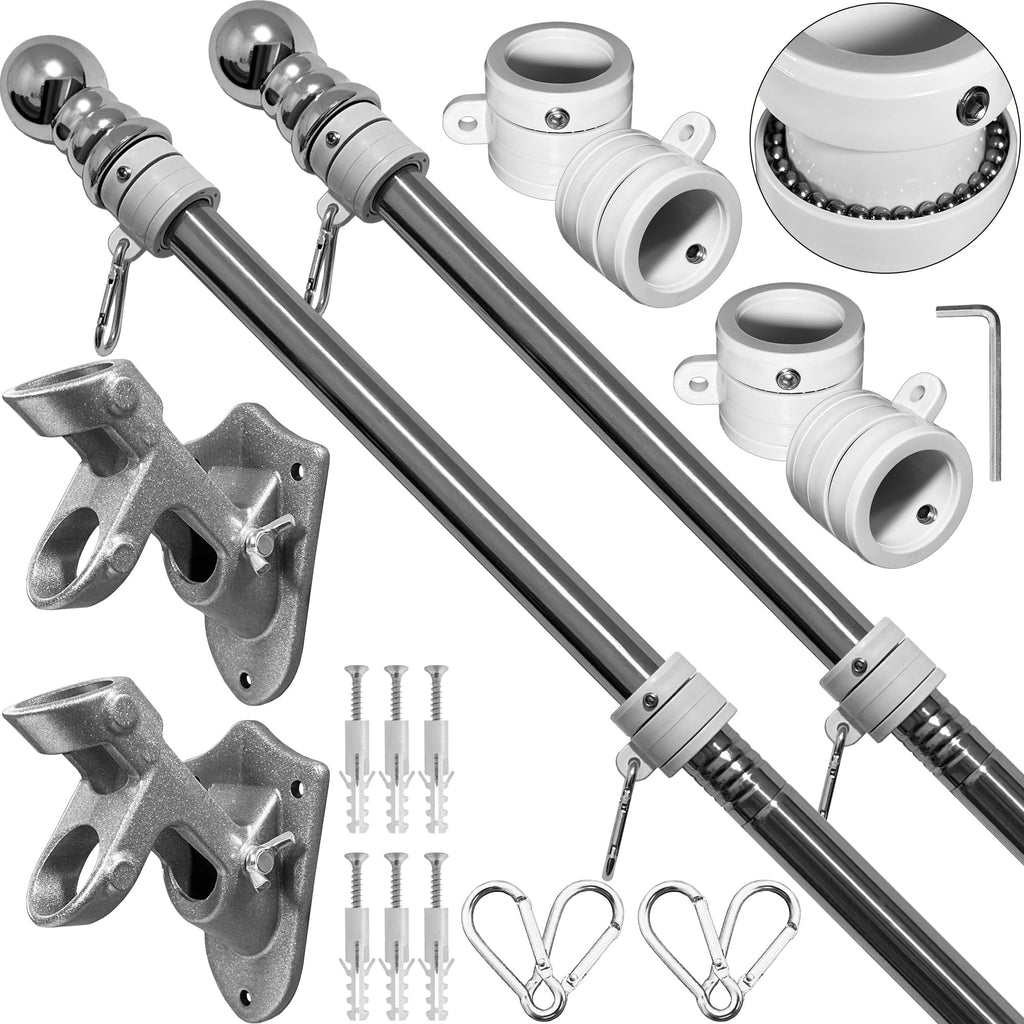 6 FT Stainless Steel Flag Pole Kit, 2 Packs U7379