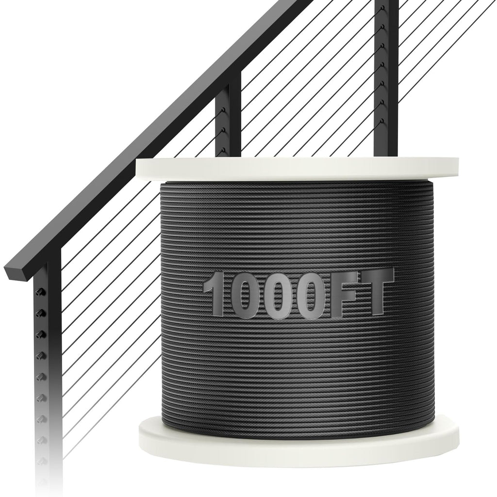 1000FT 1/8" Black Stainless Steel Cable H517