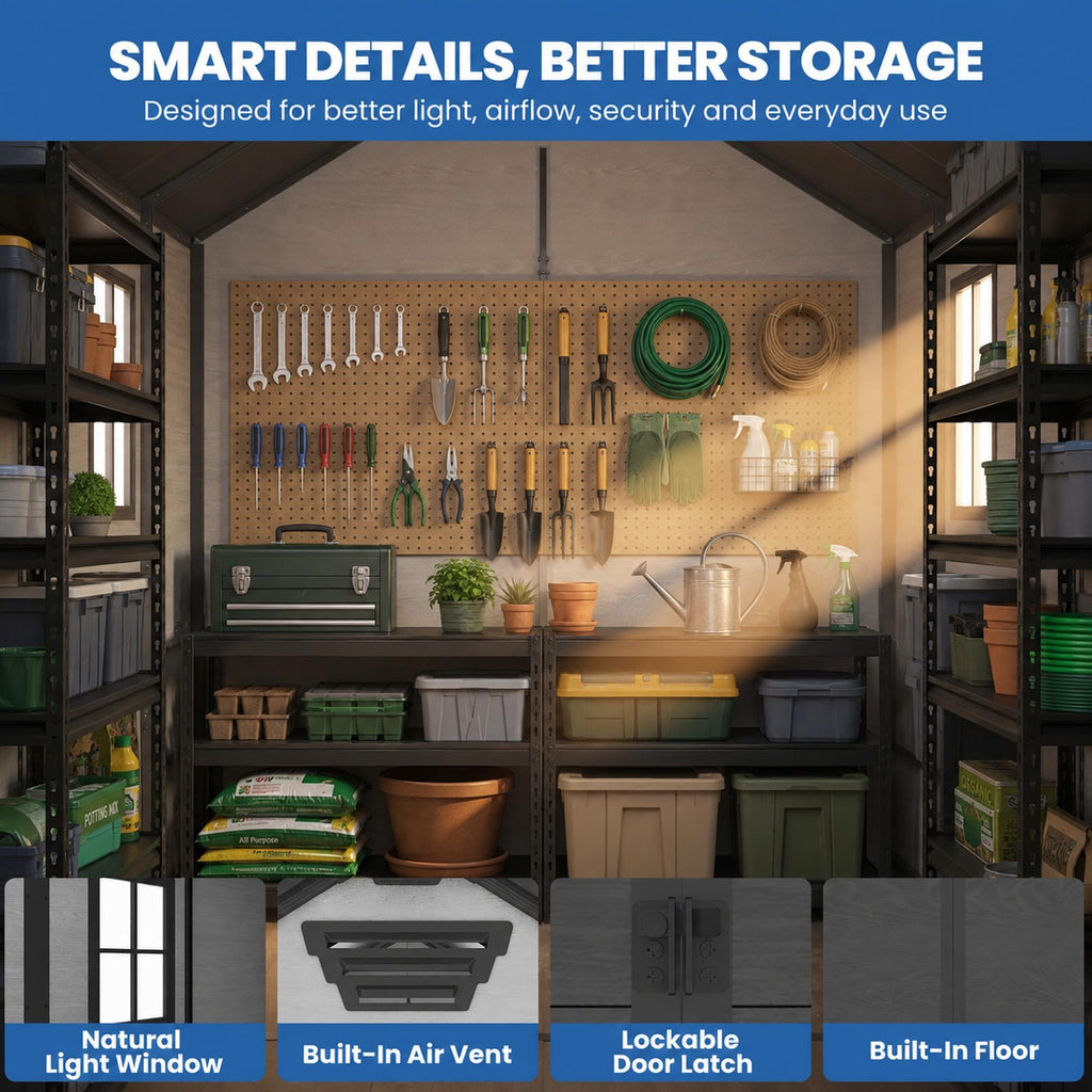 6x8 FT Resin Storage Shed with Floor T16691