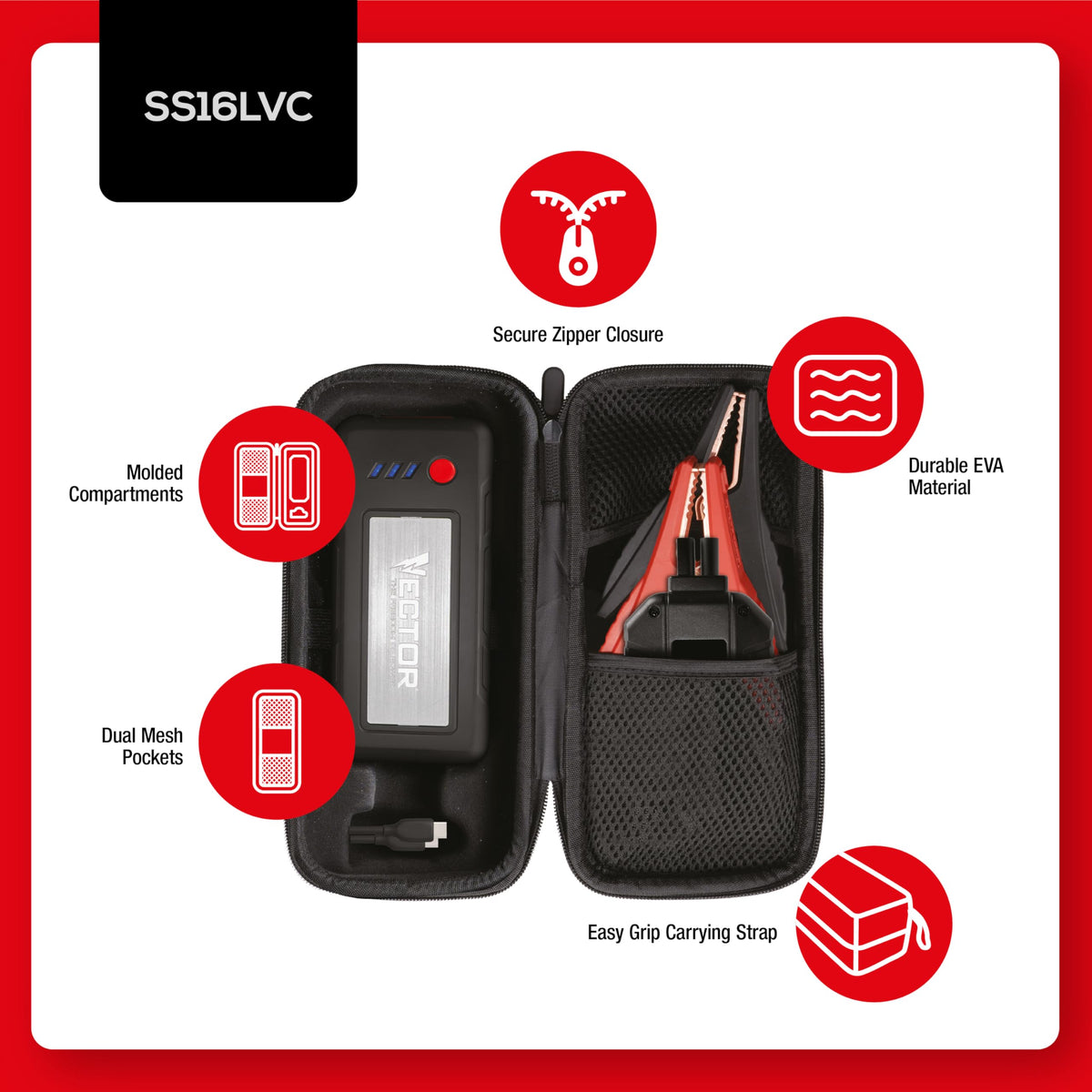 1600 Peak Amp Lithium Jump Starter with USB Power Bank Q494