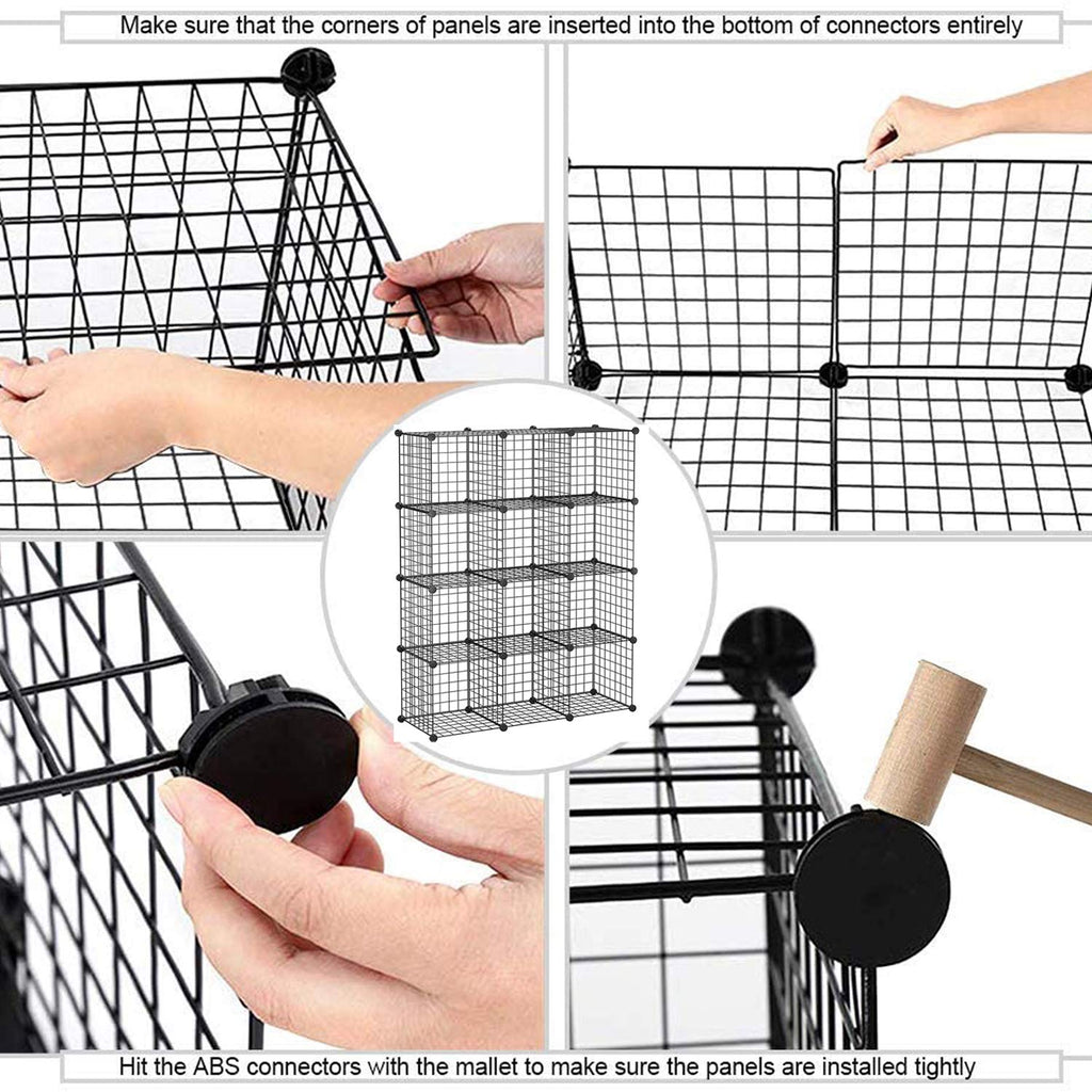Black 12 Cube Wire Storage Organizer Z78319
