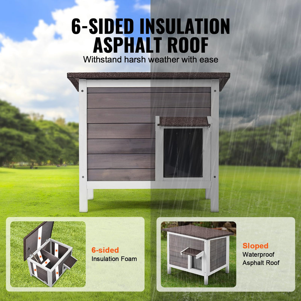 Weatherproof Wooden Outdoor Cat House R674542