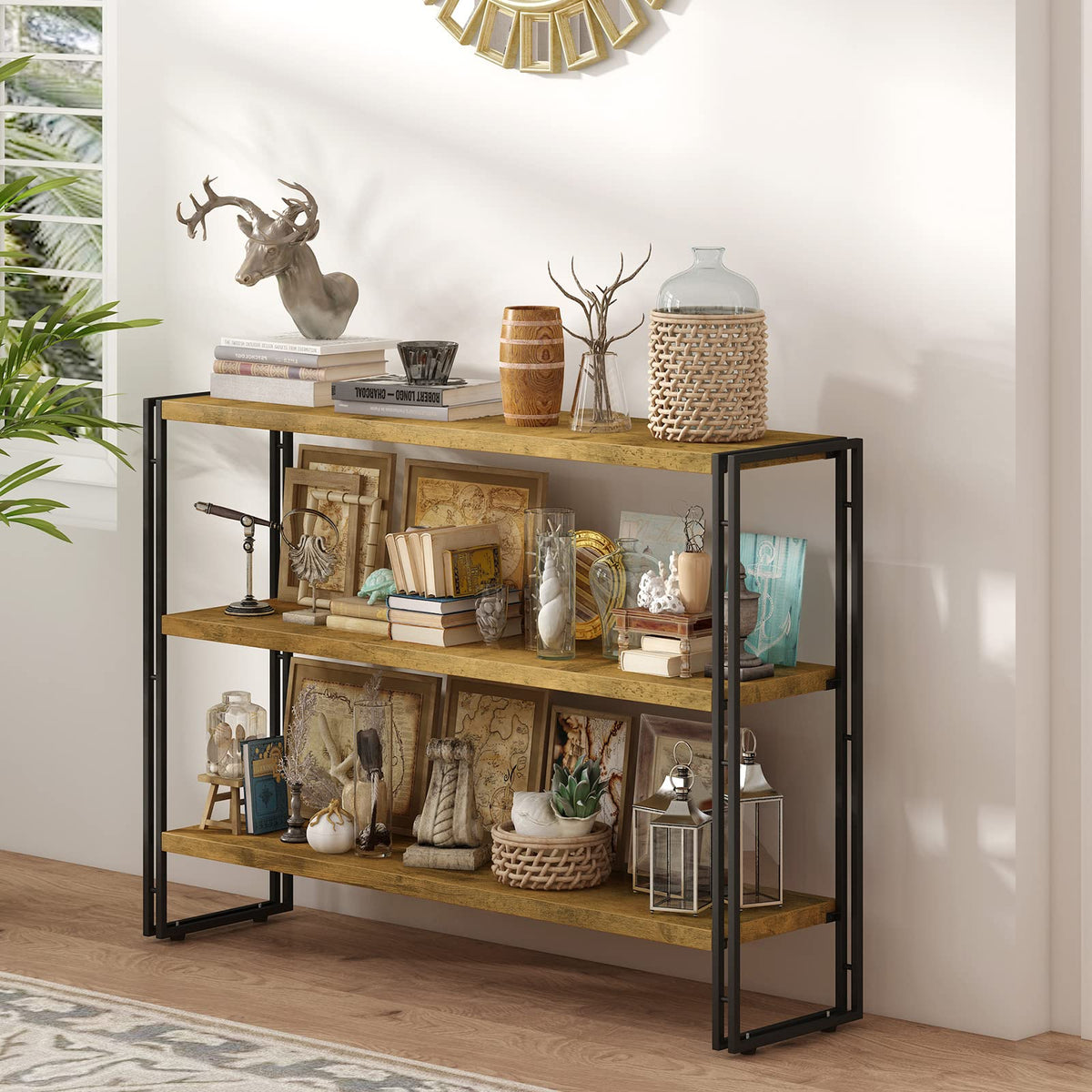 3-Tier Wood and Metal Bookshelf T4991