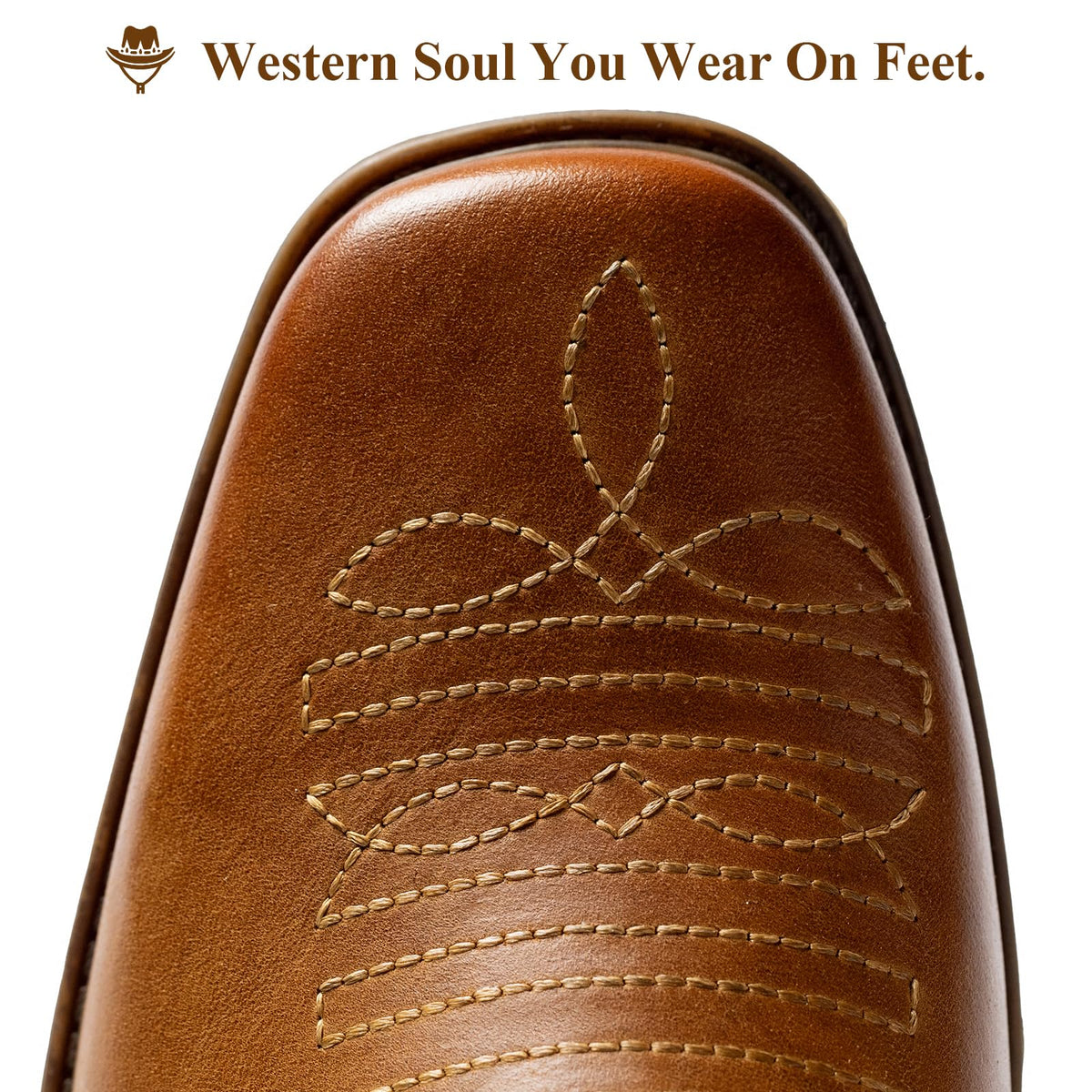 Cowboy Boots for Men Square Toe Leather Ankle Western Chelsea Slip On Boots Q564913