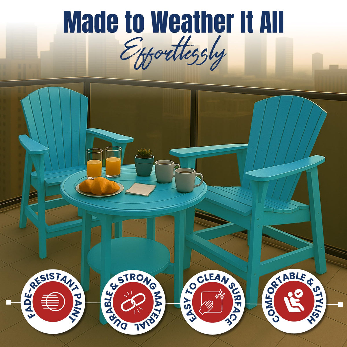 Teal HDPE Adirondack Chair Z6801