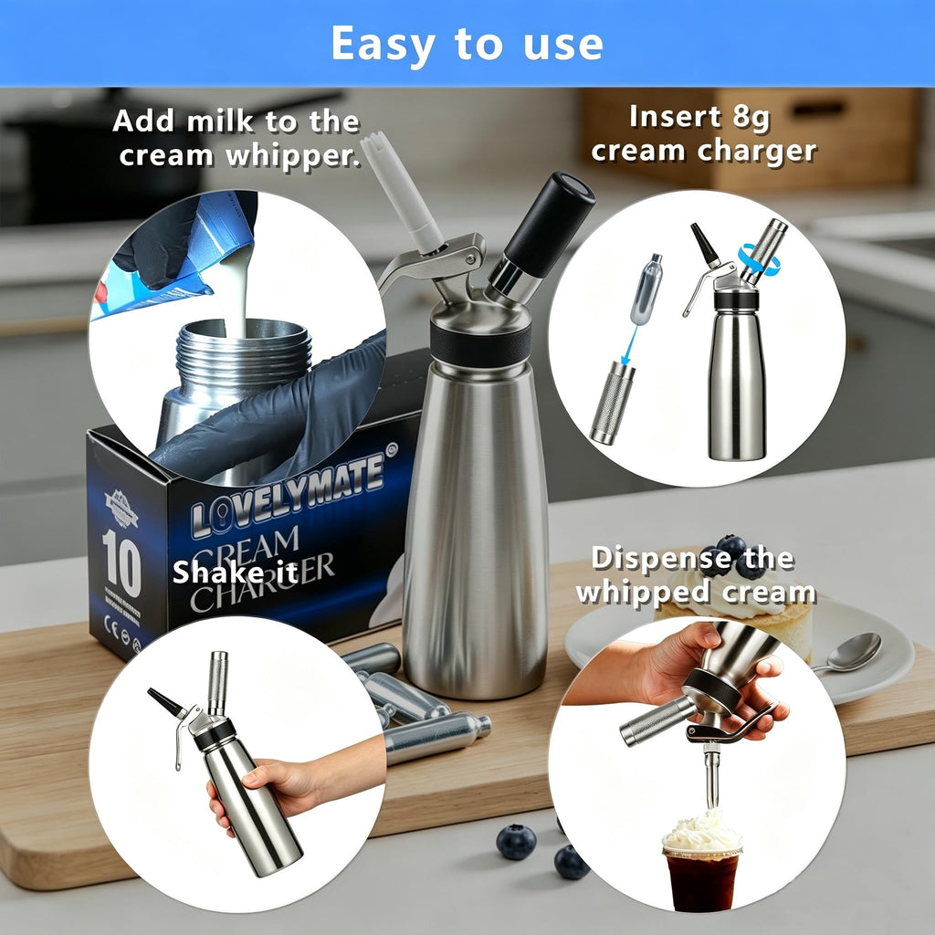 8g Whipped Cream Charger 10 Pack Stainless Steel Z415