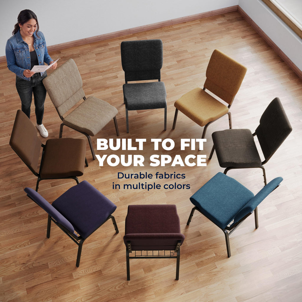 Dark Gray Fabric Stacking Church Chair 4 Pack B41853