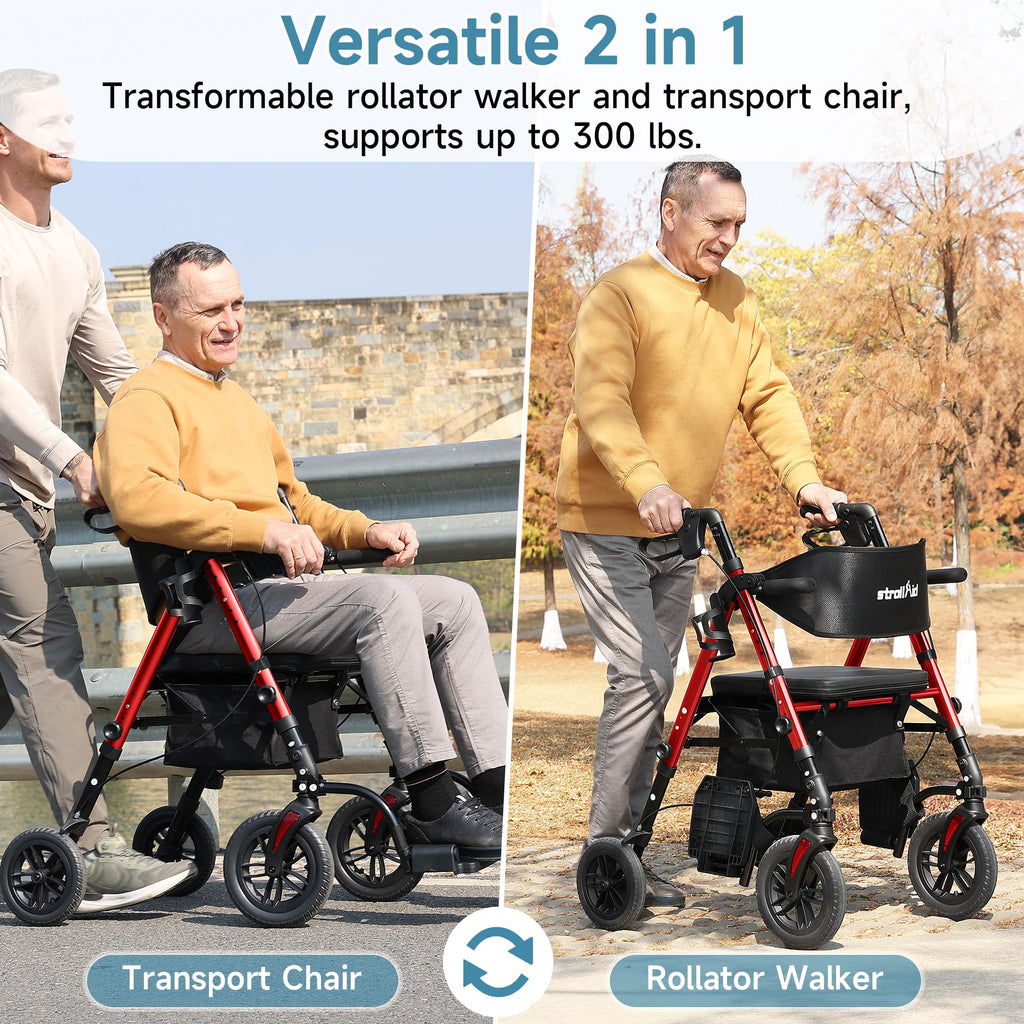 2 in 1 Rollator Wheelchairs Combo with Seat U7858