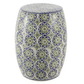 Blue Green Ceramic Drum Garden Stool Z900