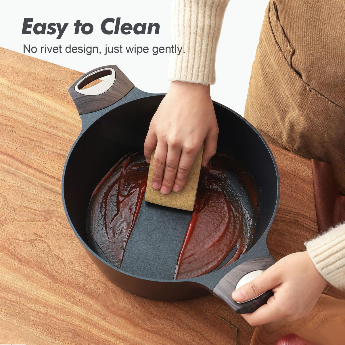 Nonstick Stock Pot with Lid 6.6 QT Black Y228