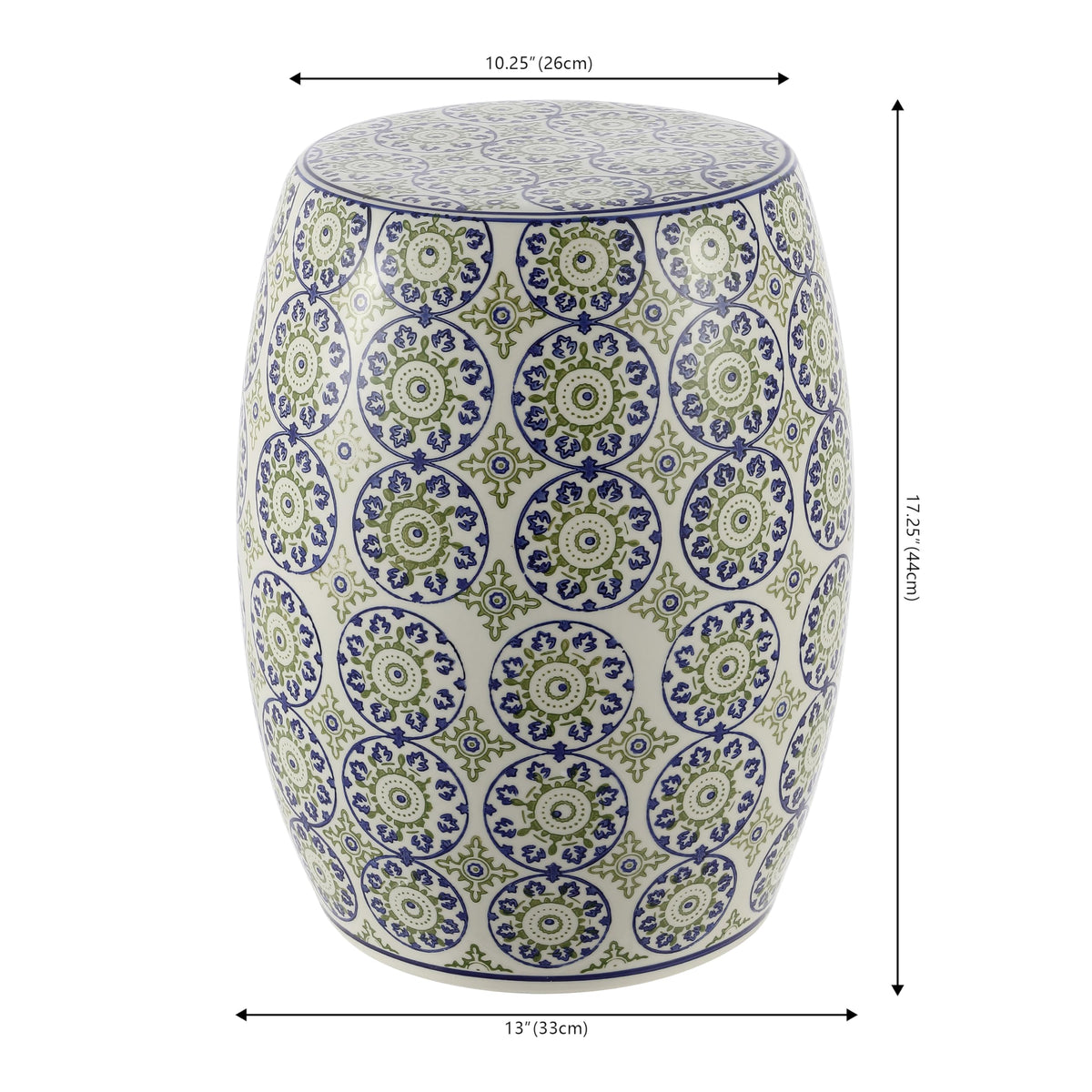 Blue Green Ceramic Drum Garden Stool Z900