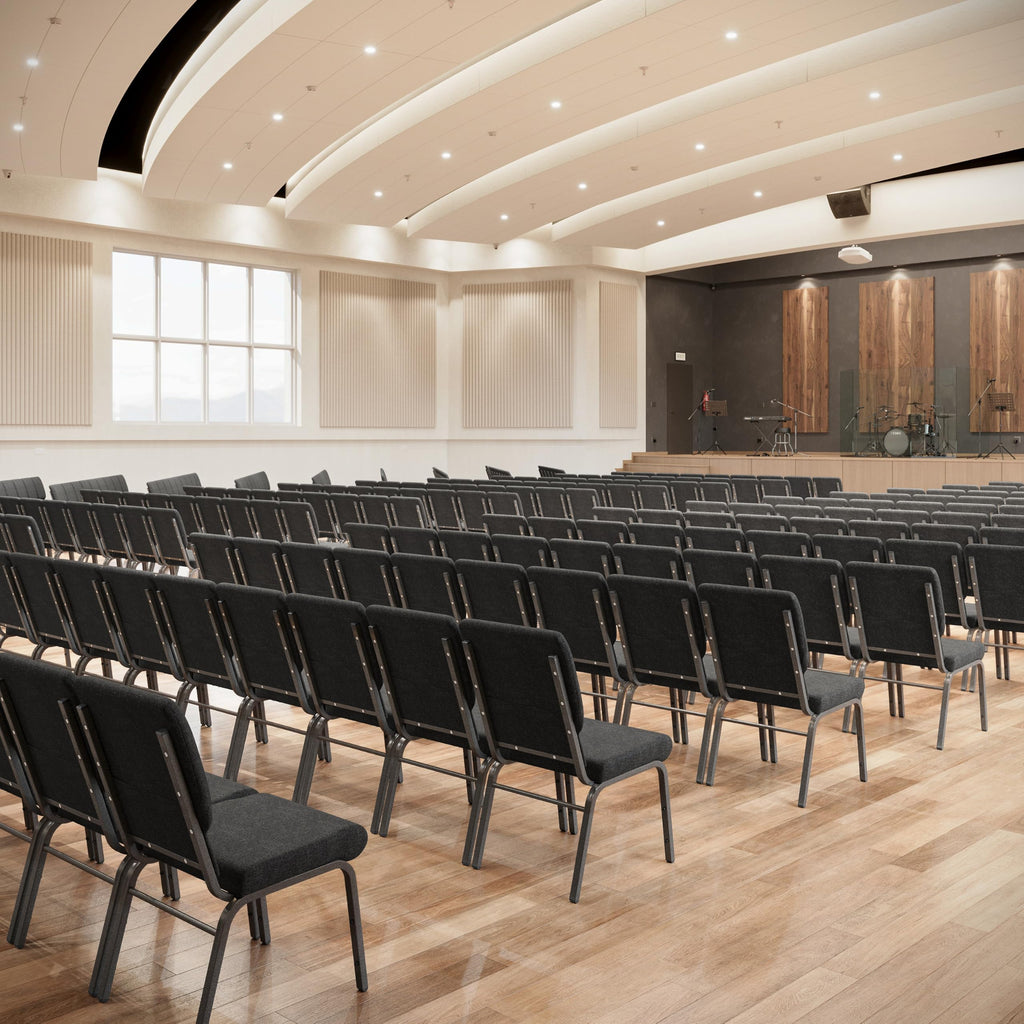 Dark Gray Fabric Stacking Church Chair 4 Pack B41853