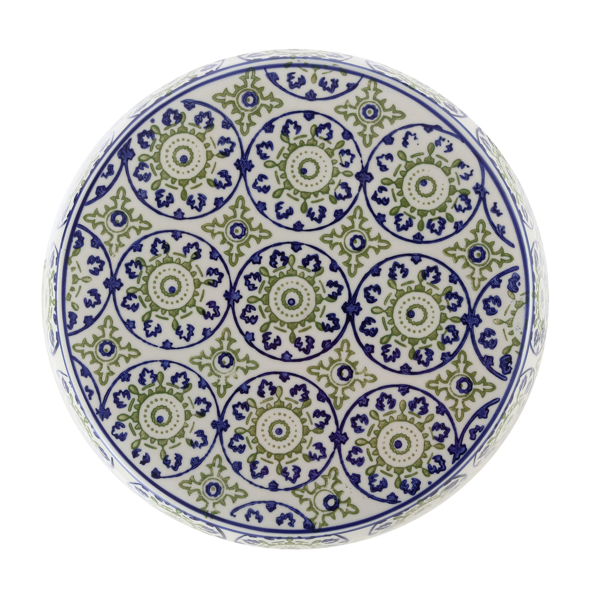 Blue Green Ceramic Drum Garden Stool Z900