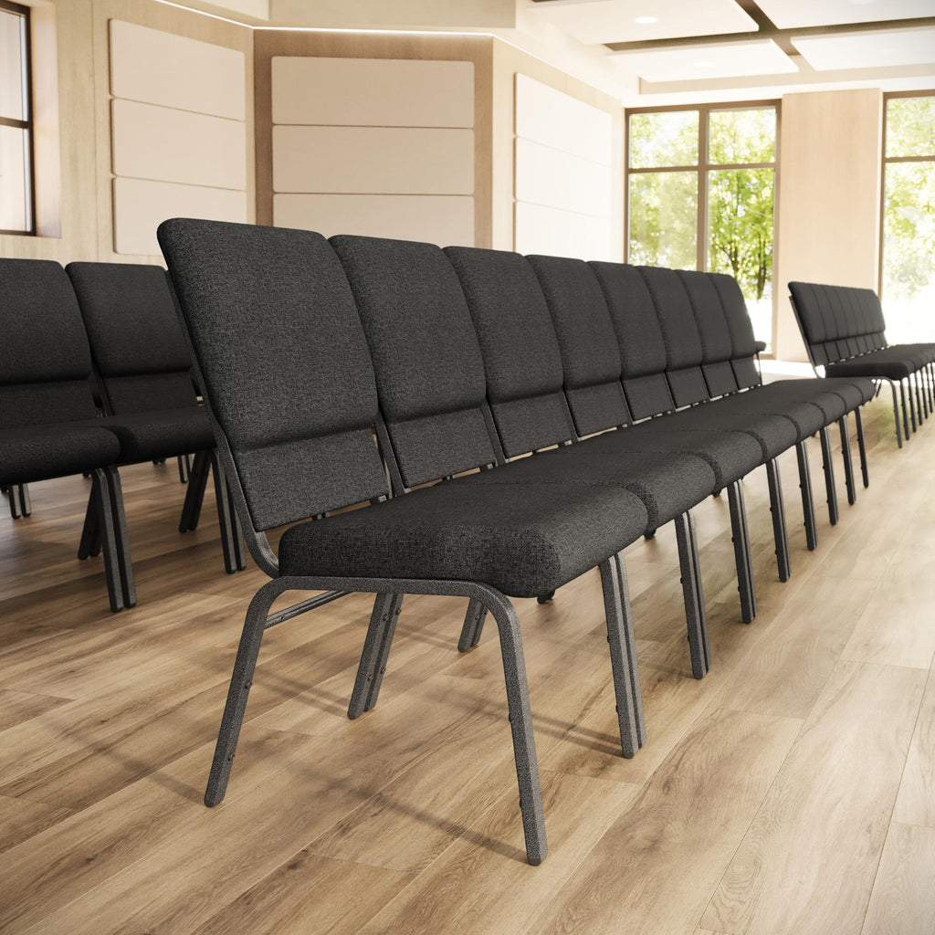 Dark Gray Fabric Stacking Church Chair 4 Pack B41853