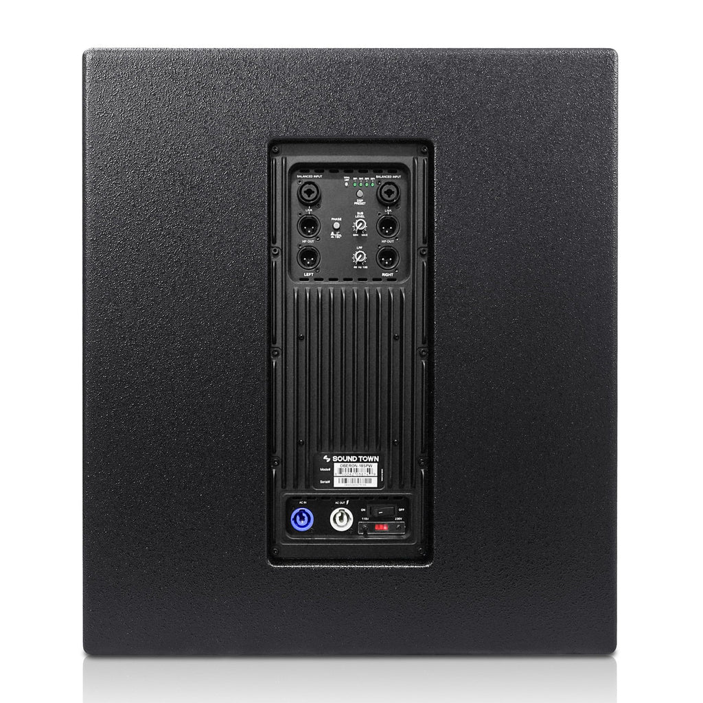 18" 1600W Powered PA/DJ Subwoofer with Class-D Amplifier, Birch Plywood, Black A5754