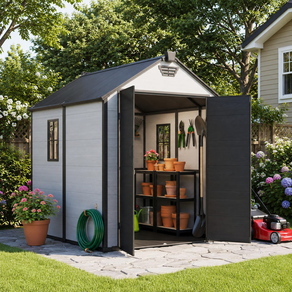 6x8 FT Resin Storage Shed with Floor T16691