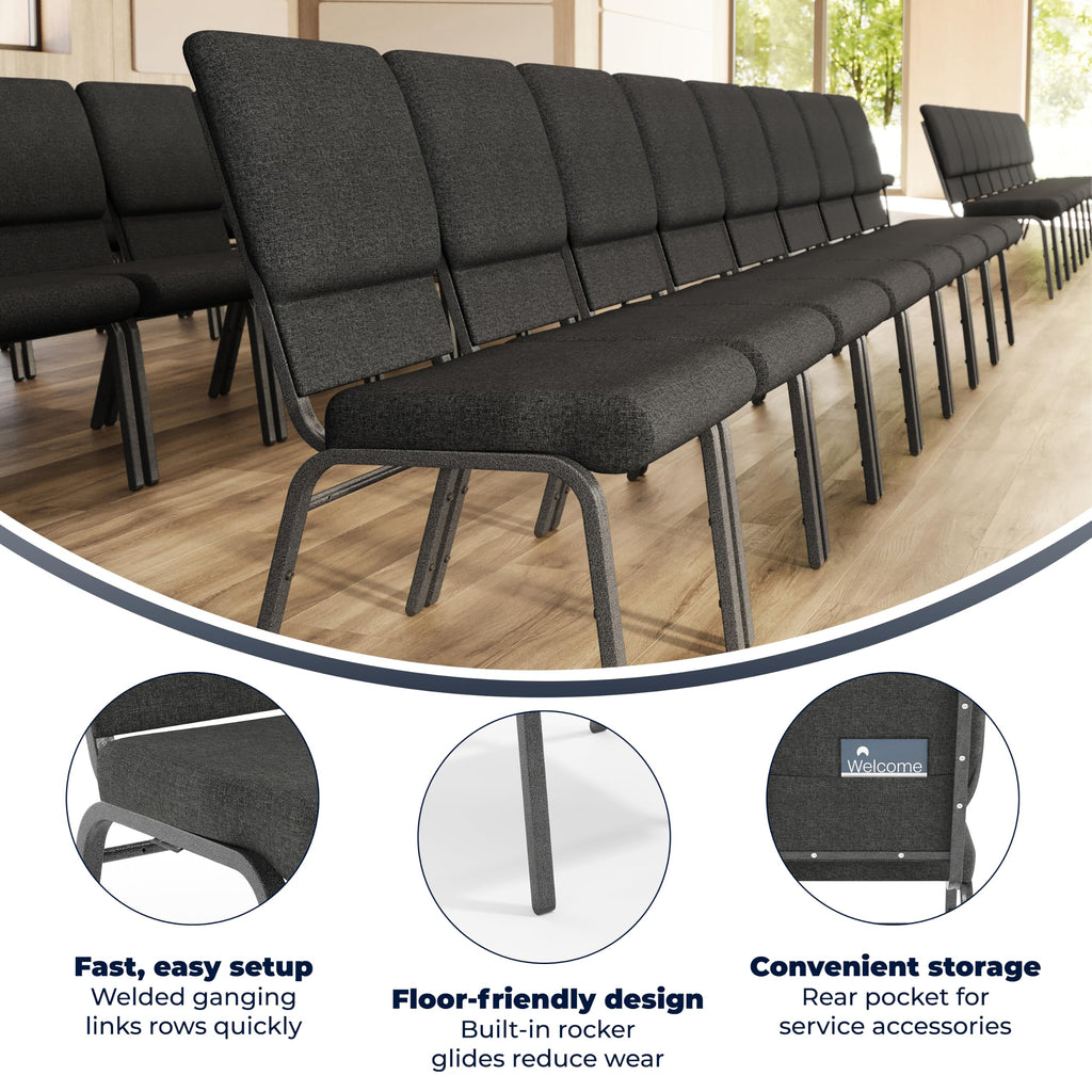 Dark Gray Fabric Stacking Church Chair 4 Pack B41853